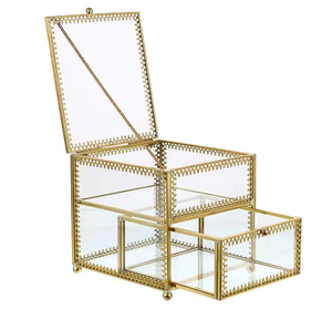 Caja de joyería fantástica de latón y vidrio de lujo más vendida, nuevo diseño, calidad perfecta, doble capa - Product Image 4