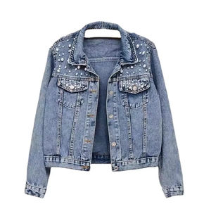 New Design <b>Women's</b> Distressed Ripped Casual Jean <b>Jacket</b> 2025 High Quality Fitted <b>Denim</b> Sustainable Wholesale Price <b>Fur</b> <b>Jackets</b> - Product Image 1
