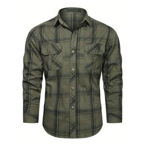 Chemises en flanelle pour hommes 100% coton respirantes à séchage rapide Coupe régulière Décontractée Haute qualité Vente en ligne - Product Image 1
