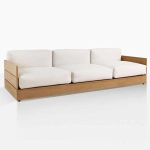 Jardín Natural Soho Grande Jardín Sofá de madera de teca Sofá al aire libre Pintura natural con cojín Best Seller - Product Image 1