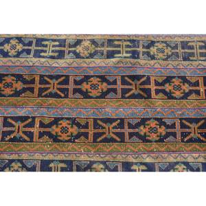 Alfombra turca tradicional azul naranja 2,8 X 9,3ft, alfombra para sala de estar con rectángulo de pasillo y patrón de rompecabezas para adolescentes - Product Image 5