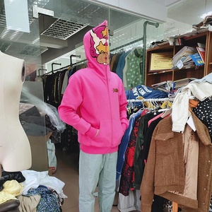 Sudadera con capucha personalizada para hombre con cremallera de cara completa gris estampado de camuflaje algodón francés Terry Streetwear esqueleto cremallera de diamantes de imitación para la primavera - Product Image 2