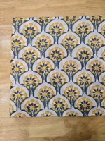 Tissu en coton jaune à motifs floraux imprimés à la main, écologique, séchage rapide, textile botanique indien fait main pour robes, sacs, rideaux et décoration intérieure