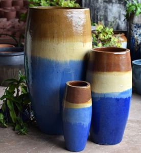 Macetas de jardín de arcilla de cerámica de diseño único de calidad de Vietnam, maceta de flores para exteriores biodegradable con fibra de calidad, decoración del hogar esmaltada - Product Image 3