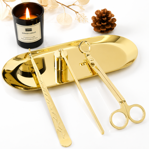 Ensemble d'accessoires pour <span class=keywords><strong>bougies</strong></span> Outils Ciseaux à mèche en acier inoxydable noir Tondeuse Plateau d'extincteur <span class=keywords><strong>Kit</strong></span> d'entretien pour <span class=keywords><strong>bougies</strong></span> avec sac en flanelle - Product Image 5