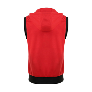 Red Color 2025 Wholesale Full Zipper Men <b>Sleeveless</b> Gym <b>Hoodies</b> Cotton Blended Men <b>Sleeveless</b> Gym <b>Hoodies</b> - Product Image 2