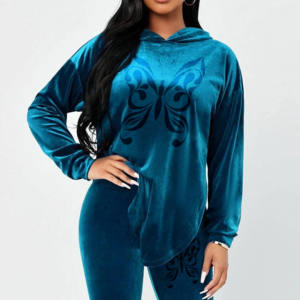 Conjunto de Verano 2026 de 2 Piezas para Mujer: Top Corto y Pantalones Cortos de Terciopelo 100% Algodón - Product Image 2