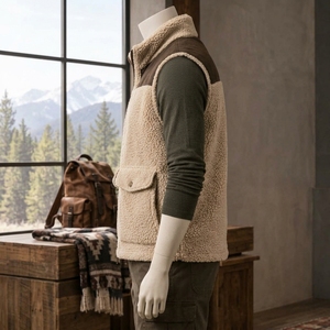 Gilet en sherpa pour homme, fabriqué avec un tissu polaire doux, construction isolante et chaude, fermeture éclair sécurisée et coupe confortable pour l'extérieur - Product Image 4