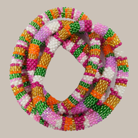 Bracelets à pampilles roses pour enfants, perles japonaises/verre, longueur flexible, motif géométrique romantique, faits à la main au Népal