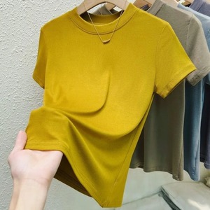 T-shirt Femme Tendance 2026 – Décontracté, Uni, Grande Taille, Haut Court Sexy et Ajusté à Manches Courtes pour l'Été - Product Image 3
