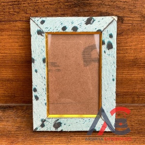 Best Quality Multifunctional Custom Genuine Cowhide Leather Photo <b>Frame</b> With Blue Hair on <b>Wall</b> Decoration Leather Photo <b>Frame</b> - Product Image 1