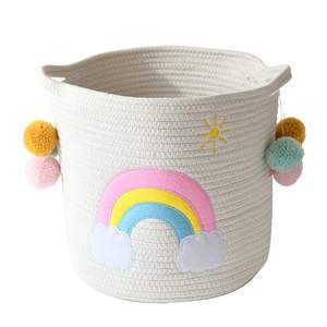 Cesta de arcoíris de algodón, cesto grande para la colada, almohadas, manta OEM, hecho en Vietnam - Product Image 1