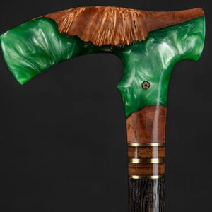 FOR COMFORTABLE NON SLIP WOODEN RESIN <b>WALKING</b> <b>STICK</b> with Multi Shape Stong <b>Handle</b> for Old Age People Rehabilitatio - Product Image 1