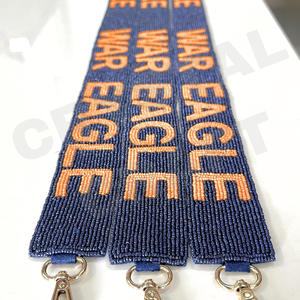 Texas Customized 'Hook Em Horns' Beaded Purse Strap White Gold Seed Bead Bag Straps <b>Fashionable</b> <b>Accessory</b> - Product Image 6