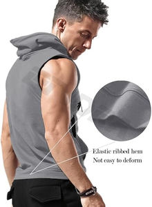 Sweats à capuche de gym imprimés personnalisés débardeurs d'entraînement en coton respirant de haute qualité coupe musculaire tricoté sans manches t-shirt pour - Product Image 3
