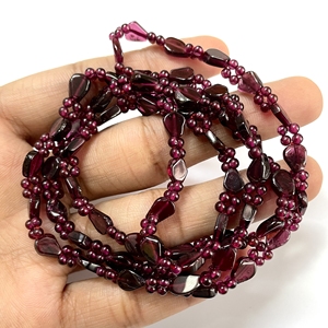 สร้อยคอลูกปัดโกเมนทำด้วยมือสร้อยคอลูกปัดสีแดงสร้อยคอขายส่ง - Product Image 3