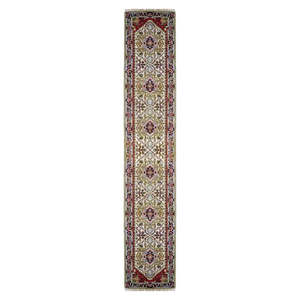 Tapis indien noué à la main, unique en son genre, 17'9 x 2'7 - Product Image 1