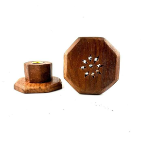 Wholesale Arabic Wooden Bakhoor <b>Burner</b> Set <b>Incense</b> <b>Cone</b> <b>Burner</b> with Brass Leaves Oud Mubkhara <b>Incense</b> Mukhbar Made in India - Product Image 5