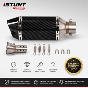 iSTUNT Tubo de Escape Universal para Motocicleta de 51 mm, Silenciador de Doble Salida para Ninja 400 250 R3 R25 KTM <span class=keywords><strong>390</strong></span> GSX-R1000, Acero Inoxidable - Product Image 6