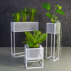 High Quality White Mesh Iron Planter Stand Set of 3 for Indoor Home & Garden <b>Plant</b> <b>Decor</b> - Product Image 1