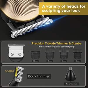 Cortadora de Pelo Profesional Inalámbrica con Cuchilla en T, Recortadora Multifuncional con Ajuste a Cero, Pantalla LED, Batería Recargable Tipo-C, para Cuidado Personal - Product Image 5