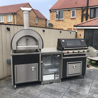 European Waterproof Stainless Steel Outdoor Kitchen Cabinet with Outdoor Grill Cool Colors Modular Outdoor Kitchen BBQ Island