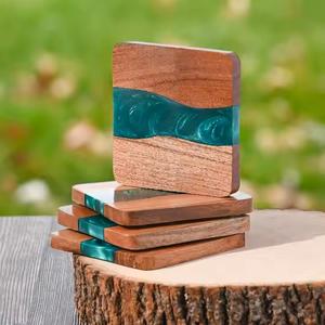 Dessous de verre en bois au design moderne forme ronde écologique luxe solide en bois artisanat thé boisson tasse sous-verres de l'adresse artisanat inde - Product Image 4