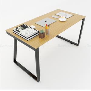 BFTB2005 Minimalist Design Trapez Bamboo II <b>Desk</b> 140x70cm with Assembled Metal Legs - Product Image 1
