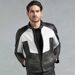 Veste de motard en cuir pour homme avec col montant Grande personnalité Article classique et frais imperméable pour l'hiver Nouvelle arrivée - Product Image 1