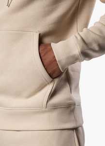 Color sólido 100% algodón gimnasio entrenamiento Fitness hombres chándal conjunto invierno pulóver Sudadera con capucha y pantalones de chándal cuello con capucha - Product Image 6