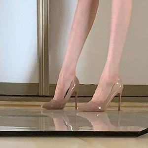 Zapatos de Tacón de Aguja con Punta en Pico de Charol Color Nude Francés, Elegantes y Sexys para Eventos Formales, Desplazamientos Diarios y Combinar con Vestidos - Product Image 3