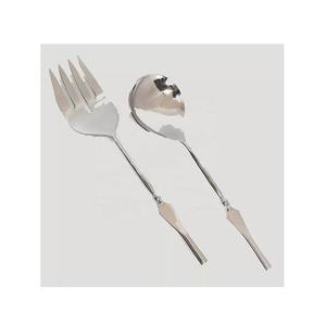 ใหม่ดูโลหะ Flatware ใหม่ล่าสุดชุดช้อนส้อมสแตนเลสสลัดเซิร์ฟเวอร์ชุดสองการออกแบบใหม่ชุดช้อนส้อมโลหะ - Product Image 1