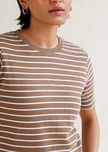 Vente en gros de vêtements de rue d'été pour femmes, t-shirt court à rayures vintage, coton de haute qualité, séchage rapide, respirant, logo personnalisé - Product Image 5