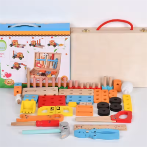Boîte à <span class=keywords><strong>outils</strong></span> en <span class=keywords><strong>bois</strong></span> pour enfants, jouets Montessori amusants, boîte à <span class=keywords><strong>outils</strong></span> éducative certifiée CPC - Product Image 4