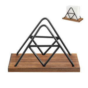 Porte-serviettes en bois d'acacia de style rustique fait à la main pour la décoration de table à manger de cuisine - Product Image 3