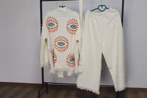 Kimono turc Double coton costume maison porter doux lavable blanc couleur motif des yeux plage Spa hôtel maison bonne qualité séchage rapide - Product Image 3