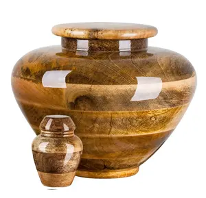 Traditionelles Design Mango Holz Feuer bestattung Urnen für menschliche Asche Andenken Memorial Urnen für menschliche Asche Holz Urnen