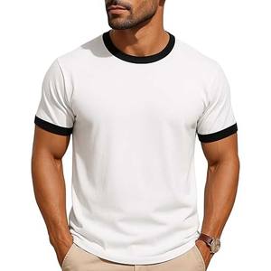 T-Shirt Homme Manches Courtes Froid O-Neck Stretch Séchage Rapide Respirant Sports100 % Coton Ringer T-shirts - Product Image 6