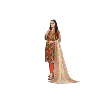 Tawakkal-traje de 3 piezas con mesa dorada impresa, ropa de la India y paquistaní de marca Original - Product Image 1