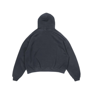 Más vendidos Boxy Fit Cropped Puff estampado gráfico 600G algodón Fleece Stone Wash sudaderas con capucha negras - Product Image 3