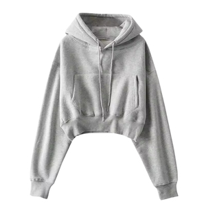 Sudadera con capucha de invierno de Color personalizado para mujer, superventas de 2025, estilo callejero, diseño de punto, ropa de invierno de moda corta larga - Product Image 5