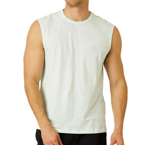 Camiseta sin mangas de algodón 100% ajustada de verano para hombre, camiseta de entrenamiento sin mangas con logotipo personalizado, venta al por mayor de fábrica - Product Image 1