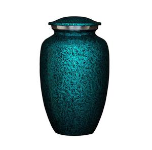 Urne de crémation en métal conception de texture de couleur blanche et bleue pour urne de cendres en aluminium de souvenir de fournitures funéraires - Product Image 4