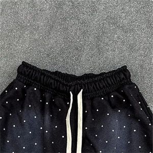 Personnalisé Cordon Coton Vintage Lavé À L'acide Shorts Strass Imprimer Shorts Dtg Imprimer Sweat Stone Wash Shorts pour Hommes - Product Image 2