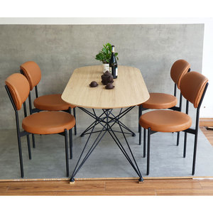 Table à manger ovale en bois de style européen moderne antique CBBA117, ensemble contemporain 4 places avec chaises pour la maison - Product Image 4