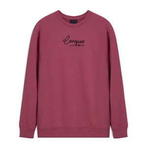 เสื้อสเวตเชิ้ตคอกลมผ้าฟลีซสีแดงเลือดหมูสำหรับผู้ชายขายส่งสำหรับฤดูหนาว ปักโลโก้ตามสั่ง MOQ ต่ำ - Product Image 5