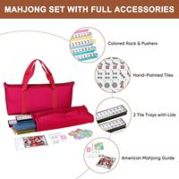 Jeu de Mahjong américain, 166 tuiles, 4 supports de rangement colorés tout-en-un, sac souple rouge, ensemble complet de Mahjong pleine taille