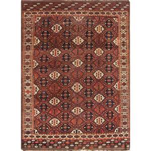 Alfombra de Lana Anudada a Mano Kiaan, Diseño Geométrico y Abstracto en Rojo y Naranja, Rectangular de 9x12, para Entrada y Sala de Estar - Paem-57 - Product Image 1