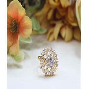 Anillo elegante ajustable de Kundan Real chapado en oro de alta calidad para función y colección de ropa de boda para mujer - Product Image 1