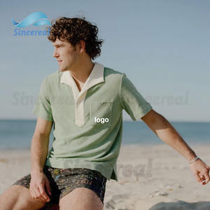 Camiseta personalizada de manga corta de verano para la <span class=keywords><strong>playa</strong></span>, camiseta informal de algodón 100% de gran tamaño para hombre, <span class=keywords><strong>Polo</strong></span> de <span class=keywords><strong>toalla</strong></span> de rizo con bolsillo en el pecho - Product Image 4